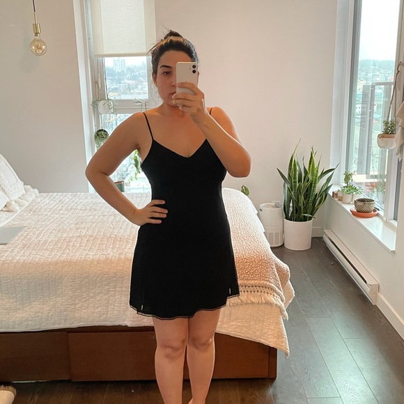 Short black flare strap dress - Picture 4 of 7